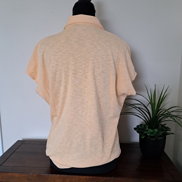 ❤️ Buffalo David Bitton Slub Knit Top Button Up Tie Front Blouse Small Yellow - Picture 8 of 11